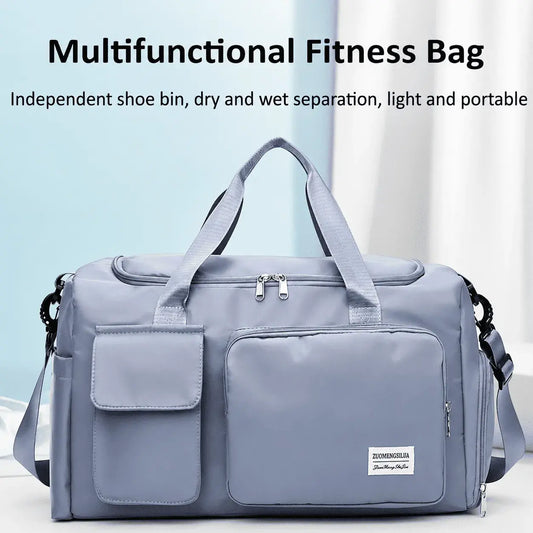 Bolso de viaje multifuncional en tela Oxford, con gran capacidad, múltiples compartimentos, correa de hombro y diseño ligero para gimnasio, trabajo y escapadas.
