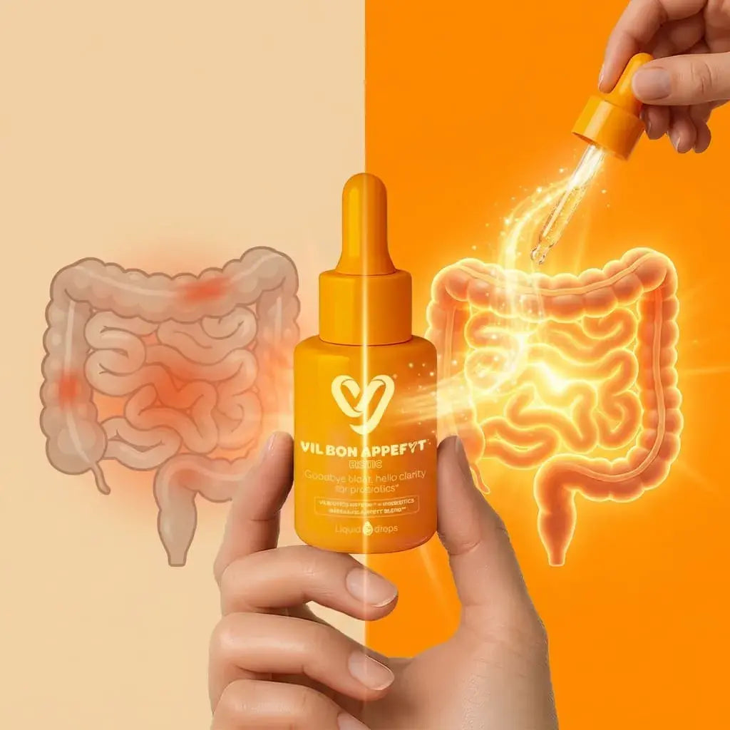 Suplemento líquido con probióticos, prebióticos y extractos naturales que apoya la digestión y el bienestar intestinal diario.