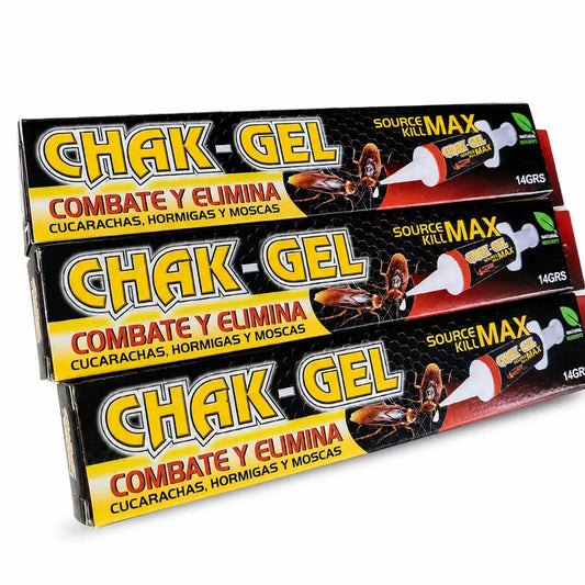 CHAK-GEL gel insecticida para cucarachas en jeringa. Aplicación precisa, efecto dominó y uso práctico en hogares, oficinas y comercios.