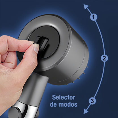 Cabezal de ducha con filtro purificador y 3 modos de agua. Diseño ergonómico, fácil instalación y alta presión para mayor comodidad.