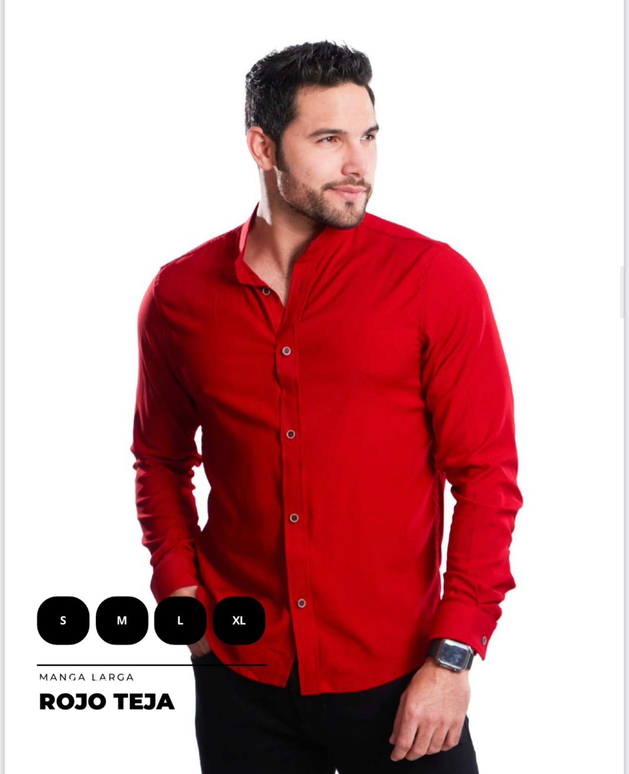 Camisa para hombre cuello Neru en seda mango clásica, talla única adaptable de S a XXL. Diseño elegante con envío rápido en Colombia.