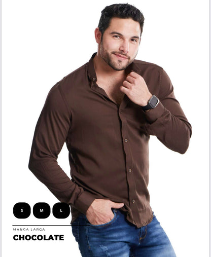 Camisa para hombre cuello Neru en seda mango clásica, talla única adaptable de S a XXL. Diseño elegante con envío rápido en Colombia.