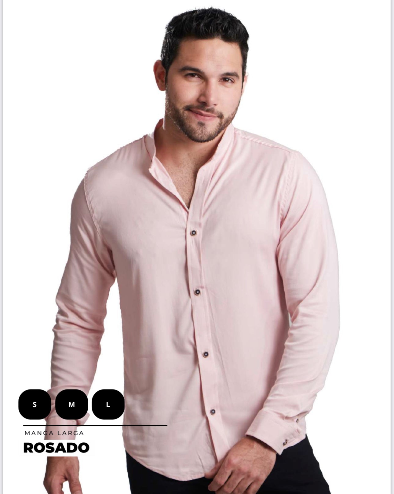 Camisa para hombre cuello Neru en seda mango clásica, talla única adaptable de S a XXL. Diseño elegante con envío rápido en Colombia.