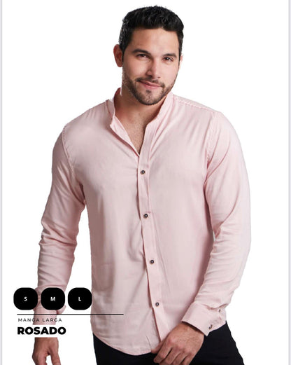 Camisa para hombre cuello Neru en seda mango clásica, talla única adaptable de S a XXL. Diseño elegante con envío rápido en Colombia.