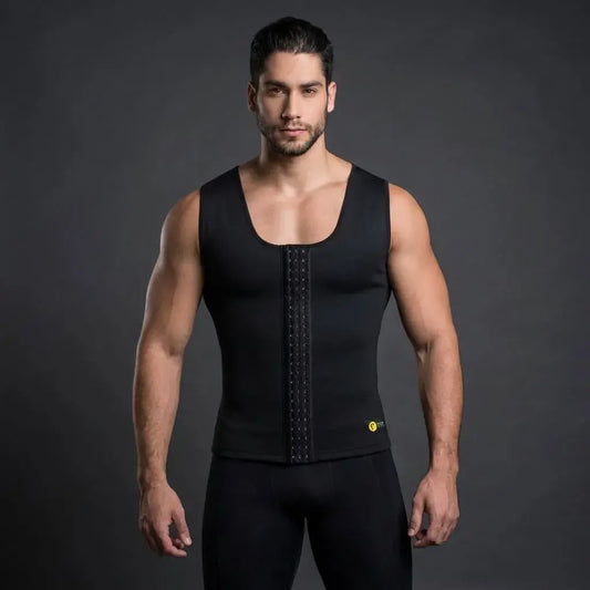 Camisilla Osmotex para hombre con efecto térmico, tres posiciones de broches, soporte abdominal y diseño discreto para uso diario o entrenamiento.