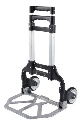 Carretilla zorra plegable de carga con capacidad de 80 kg, plataforma de 36 x 24 cm, dos alturas de uso y diseño portátil para hogar, almacén, oficina y transporte.