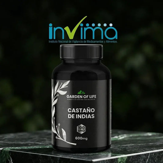 Castaño de Indias 600 mg en cápsulas, frasco oscuro de 360 cc con termosellado de seguridad. Complemento natural para bienestar circulatorio y piernas cansadas.