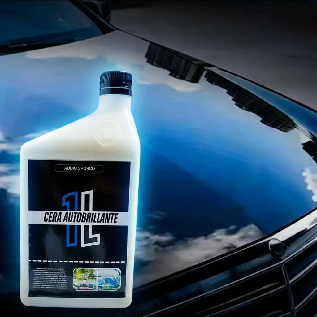Cera autobrillante en gel Addio de 1 litro para limpiar, proteger y realzar el brillo en superficies automotrices y compatibles.