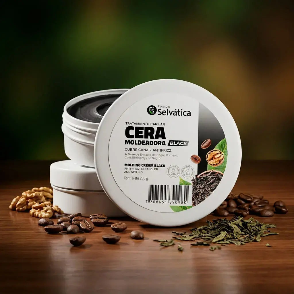 Cera moldeadora cubre canas con efecto natural que ayuda a disimular canas, aportar color sutil, brillo y control del peinado con uso diario.