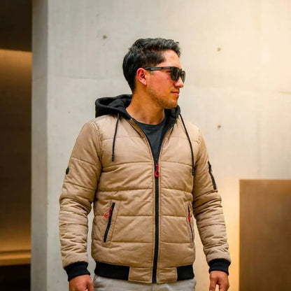 Compra chaqueta acolchada doble faz en nylon con forro ovejero, disponible en tallas S a XXL. Abrigo, calidad y envío rápido en Colombia.