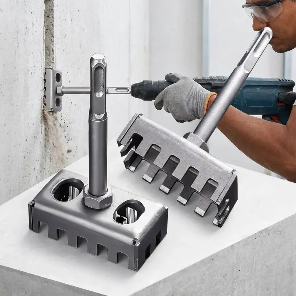 Cincel SDS Plus para abrir huecos de cajas eléctricas en ladrillo y mampostería. Ideal para instalar interruptores, enchufes y tomacorrientes.