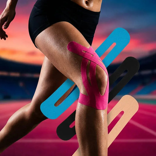 Cinta kinesiológica elástica con adhesivo médico en pack de 10 unidades, ideal para soporte muscular, estabilidad y acompañamiento en actividad física.