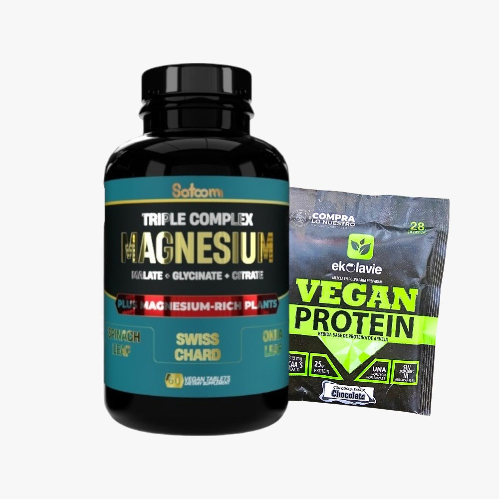 Citrato de Magnesio con Proteína Vegana en cápsulas vegetales. Suplemento apto para veganos, libre de gluten, no transgénico y con certificación GMP para bienestar y equilibrio mineral.