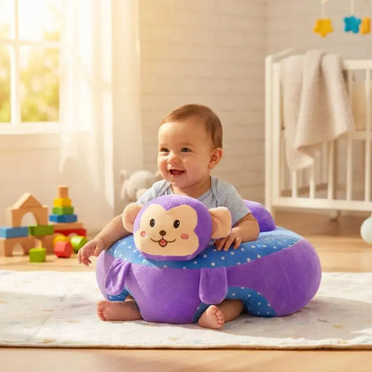 Cojín asiento para bebé en felpa premium y algodón, suave, acolchado y seguro, ideal para descanso y juego diario en casa.