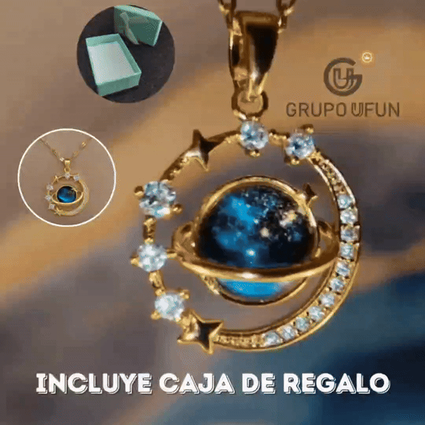 Compra collar Planeta Saturno y Luna en acero inoxidable, cadena 40+5 cm y dije 2.5 cm, diseño moderno y elegante estilo astral.