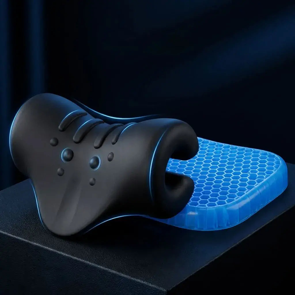 Combo de cojín ortopédico de asiento y almohada cervical ergonómica, ideal para comodidad diaria y descanso en casa u oficina.