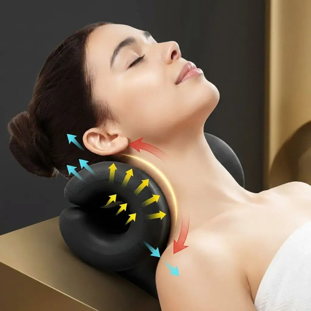 Combo de cojín ortopédico de asiento y almohada cervical ergonómica, ideal para comodidad diaria y descanso en casa u oficina.