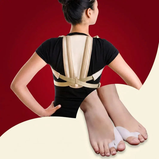 Corrector de juanete en silicona y corrector postural ajustable para espalda. Soporte y comodidad para pies y postura en tu rutina diaria.