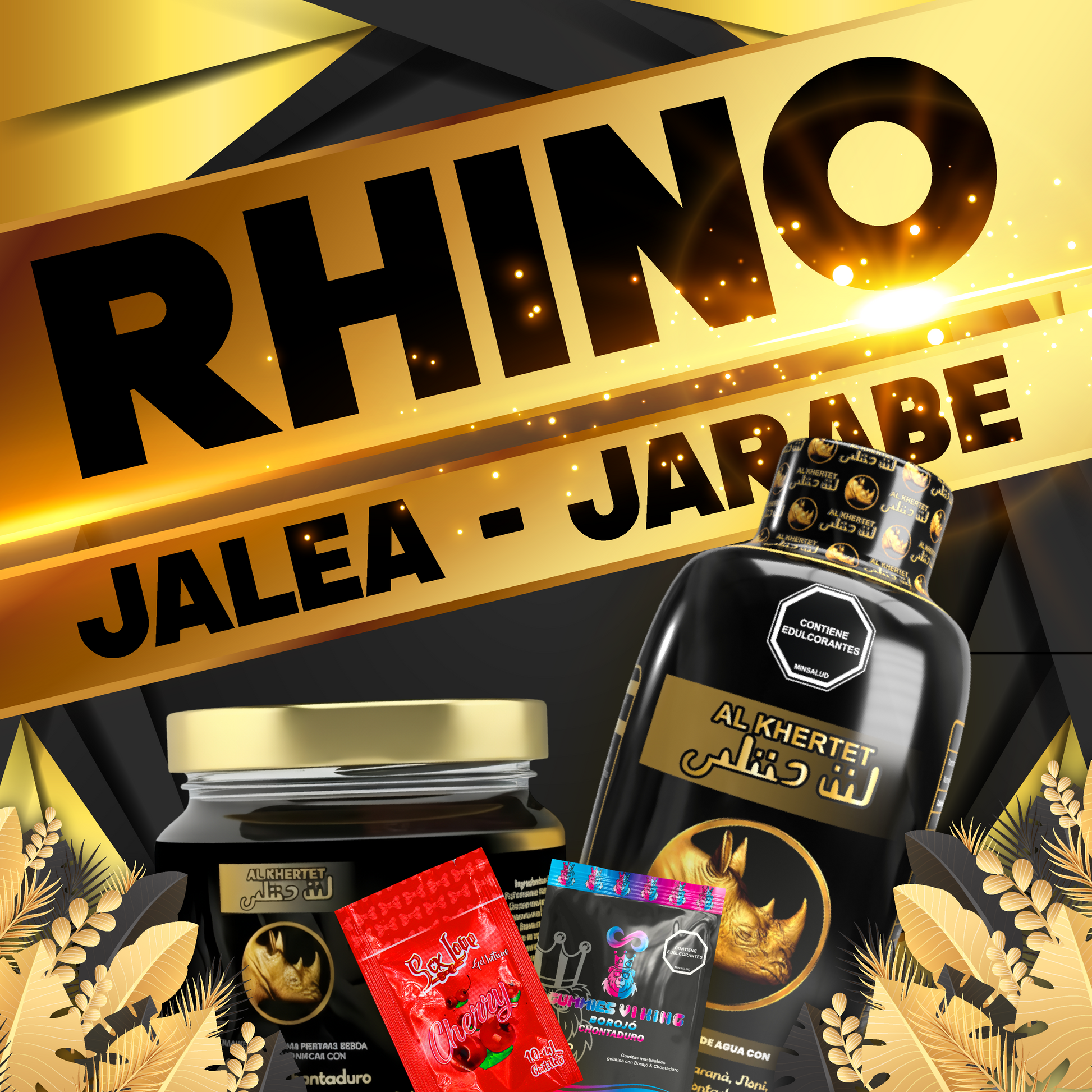 Combo Rhino con jarabe 500mL y jalea 125mL para complementar energía, vitalidad y rendimiento diario natural.