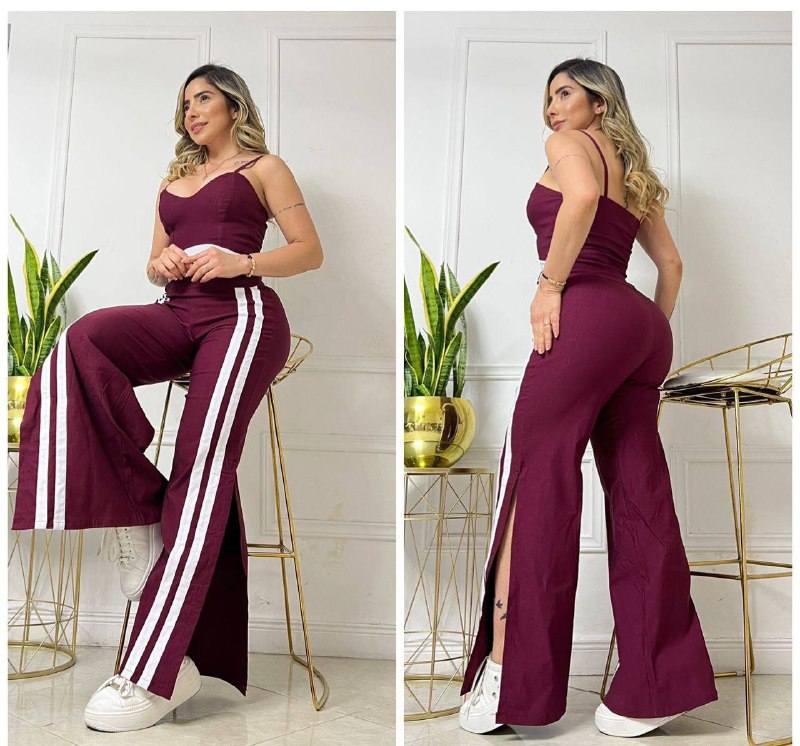Compra conjunto mujer en bengalina licrada con pantalón bota campana, talla única ajustable a 6, 8 y 10. Moda colombiana moderna con envío rápido.