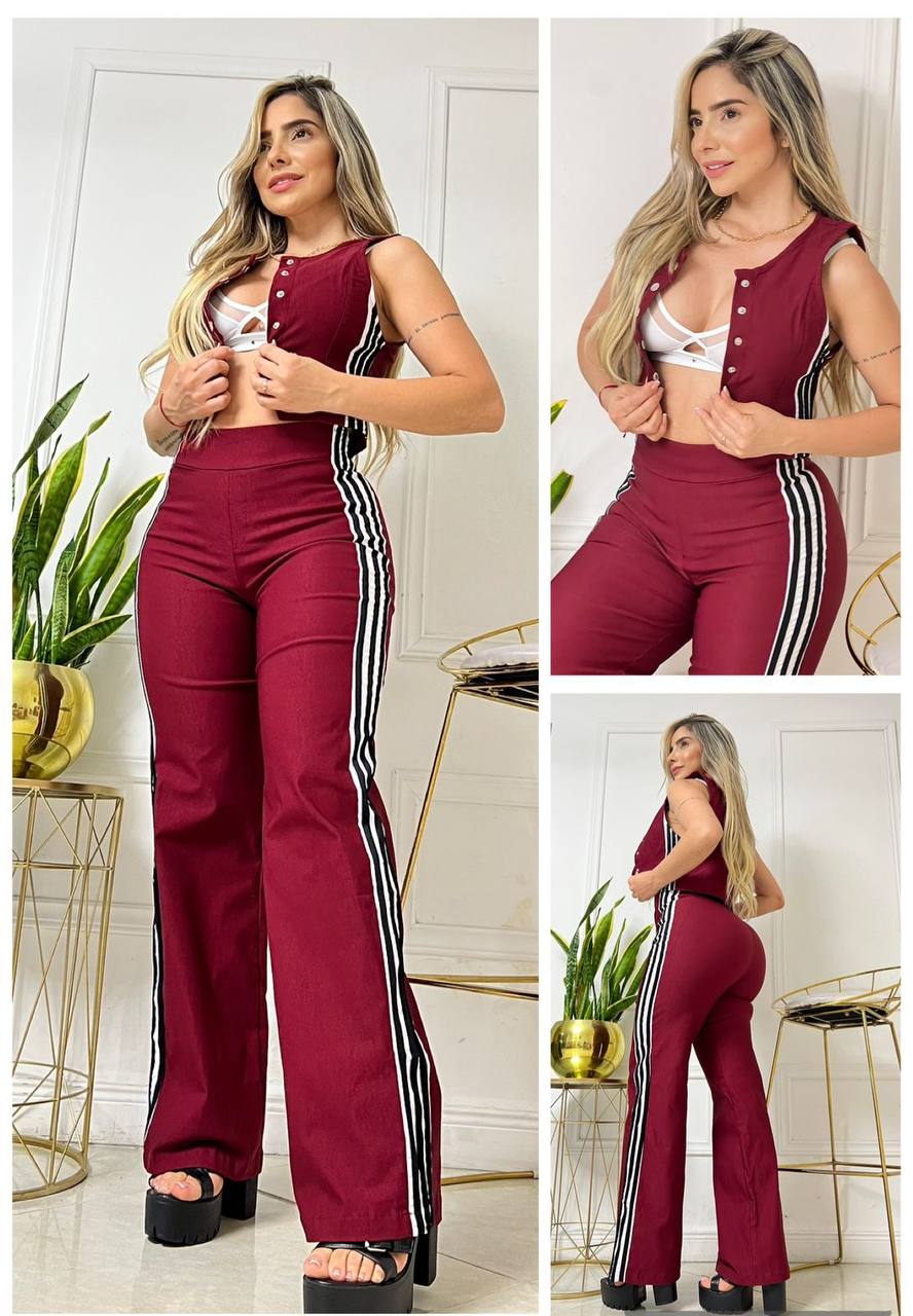 Conjunto femenino beisbolero de 2 piezas en bengalina licrada, talla única adaptable a 6, 8 y 10. Diseño moderno con envío rápido en Colombia.