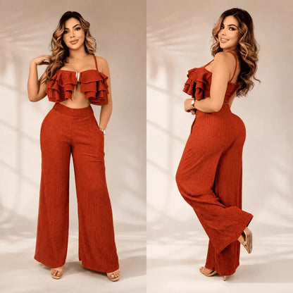 Compra conjunto para mujer María de blusa y pantalón en poliéster matizado, cómodo, fresco y elegante para uso diario y salidas.