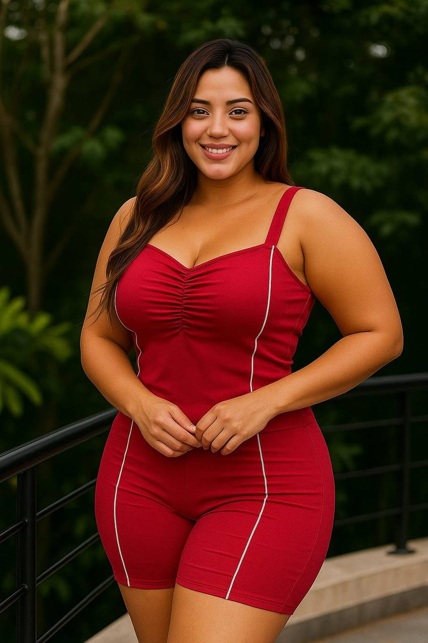 Conjunto plus size de short y blusa en bengalina licrada, talla XL Plus. Diseño moderno y cómodo con envío rápido en Colombia.