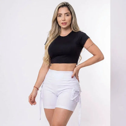Compra conjunto short y camiseta en bengalina licrada para mujer, talla única ajustable a 6, 8 y 10. Moda femenina colombiana con excelente calidad y envío rápido.