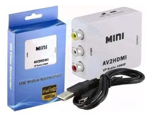 Convertidor RCA a HDMI 1080P Plug and Play para conectar VHS, cámaras analógicas y consolas clásicas a televisores, monitores o proyectores modernos.