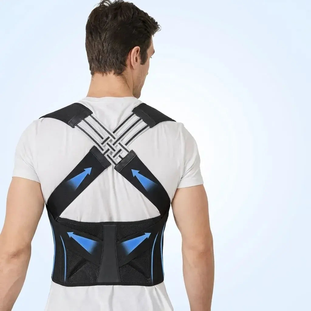 Corrector de Postura con Soporte Lumbar Ajustable. Prenda unisex, ergonómica, transpirable y discreta para brindar soporte cómodo en espalda durante el uso diario.