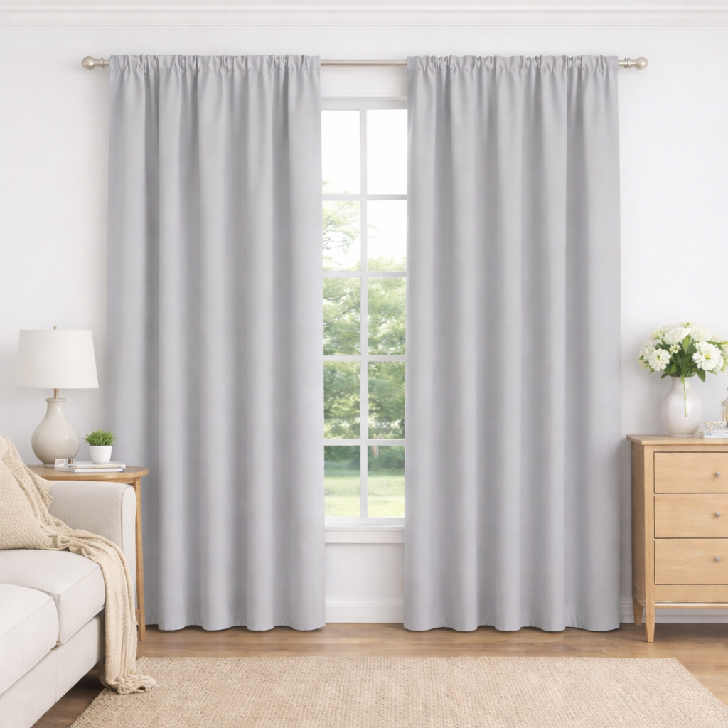 Cortinas blackout térmicas que bloquean la luz, reducen ruido y brindan privacidad. Medida 135x220 cm, ideales para dormitorio y sala.