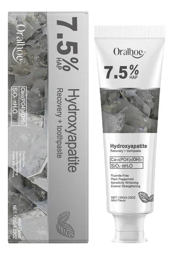 Crema dental con hidroxiapatita para limpieza diaria, protección del esmalte y aliento fresco con uso constante.