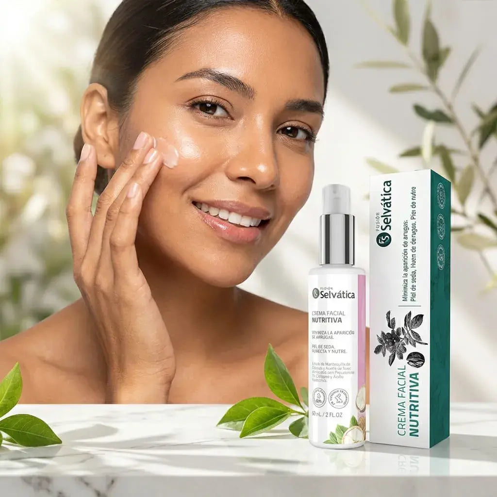 Crema facial nutritiva con copoazú y ácido hialurónico que hidrata, mejora la elasticidad y ayuda a minimizar líneas de expresión para una piel suave y firme.