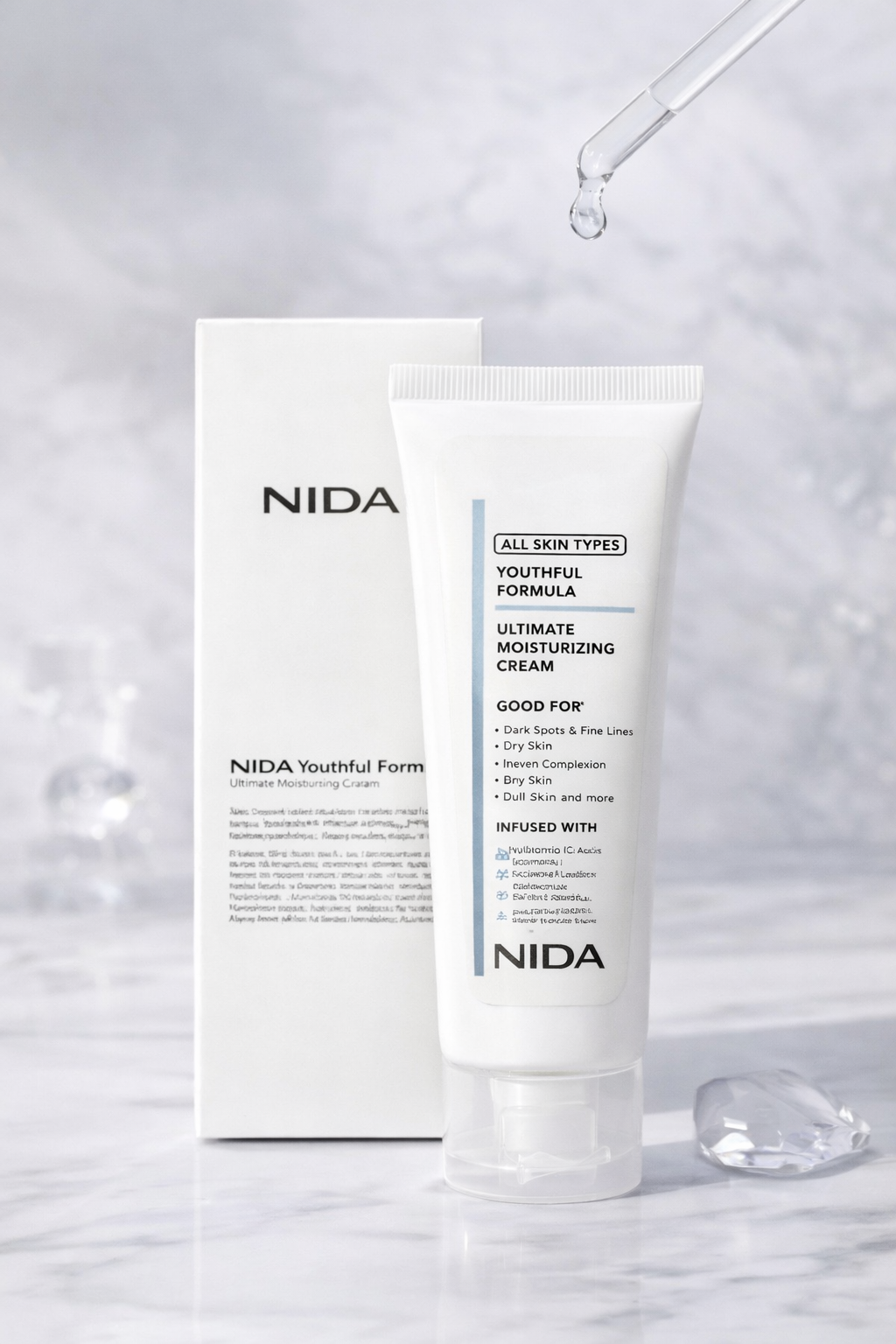 Crema hidratante facial NIDA para todo tipo de piel. Ayuda a hidratar profundamente y dejar la piel suave y sin resequedad.