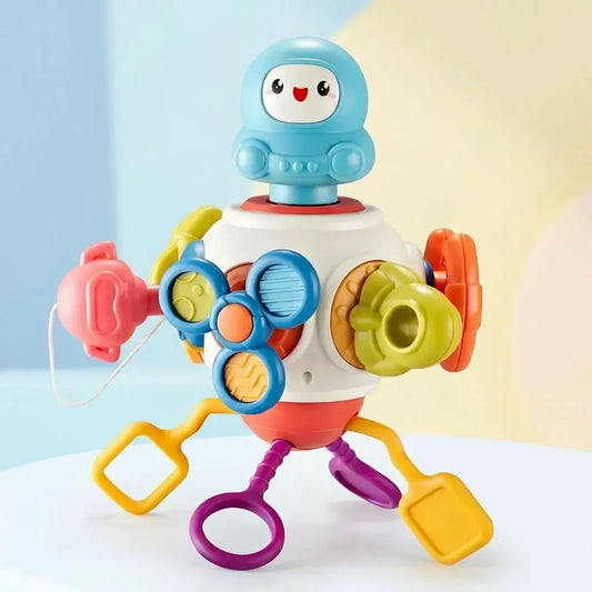 Cubo sensorial Montessori 8 en 1 para bebés y niños. Juguete educativo que estimula motricidad fina, coordinación ojo-mano y desarrollo sensorial con actividades interactivas.