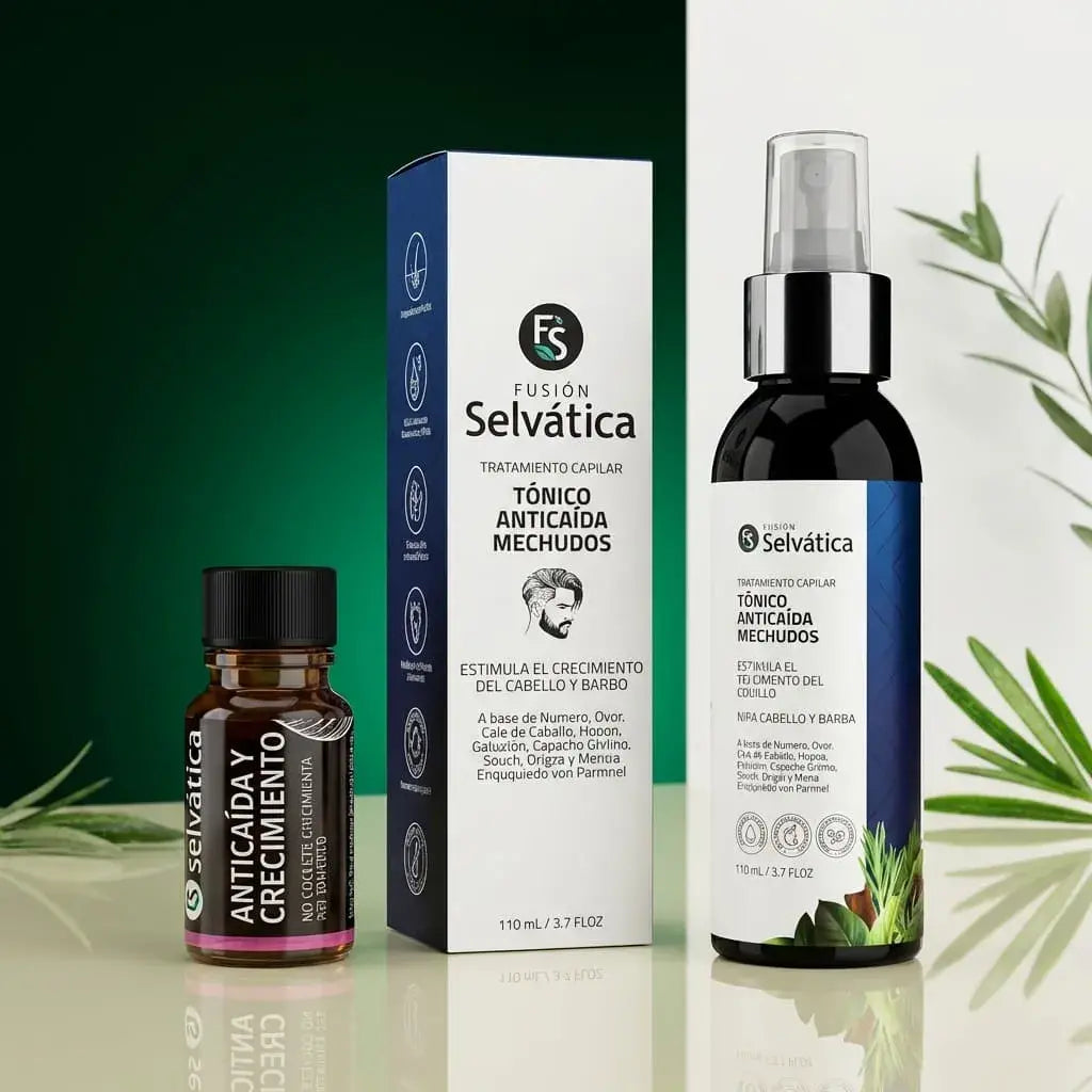 Dúo anticaída capilar para hombres con tónico y ampolleta. Diseñado para uso diario, ayuda a fortalecer el cabello desde la raíz y mejorar su apariencia con ingredientes de origen botánico. Ideal para rutina intensiva.