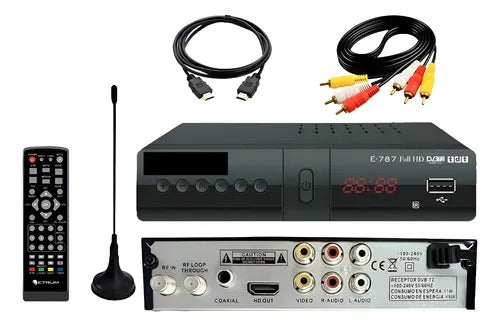 Decodificador TDT DVB-T y DVB-T2 Full HD 1080p con HDMI, AV, USB 2.0, grabación PVR, guía EPG y reproductor multimedia para televisores convencionales, LCD, LED o Plasma.
