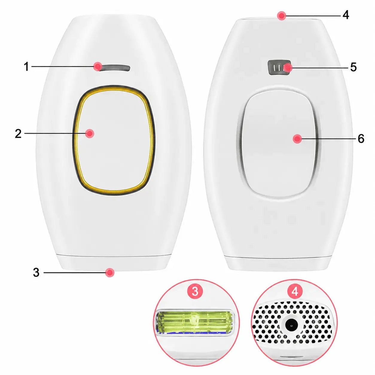 Depiladora IPL de luz pulsada para uso en casa, diseñada para ayudar a reducir progresivamente el crecimiento visible del vello.