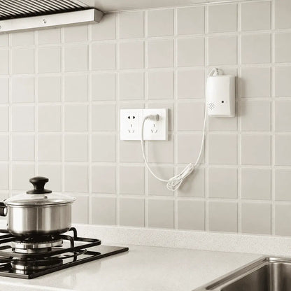 Detector de gas natural y monóxido de carbono de 110 V con alarma sonora y luz LED. Ideal para cocinas, hogares, bodegas, garajes y empresas.