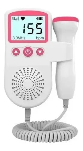 Doppler fetal portátil con pantalla LCD para escuchar latidos del bebé en casa. Fácil de usar, práctico y con tecnología ultrasónica.
