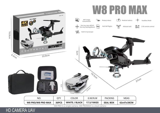 Compra dron con doble cámara 4K, control remoto estable, batería de larga duración y maletín incluido, ideal para grabación aérea profesional.