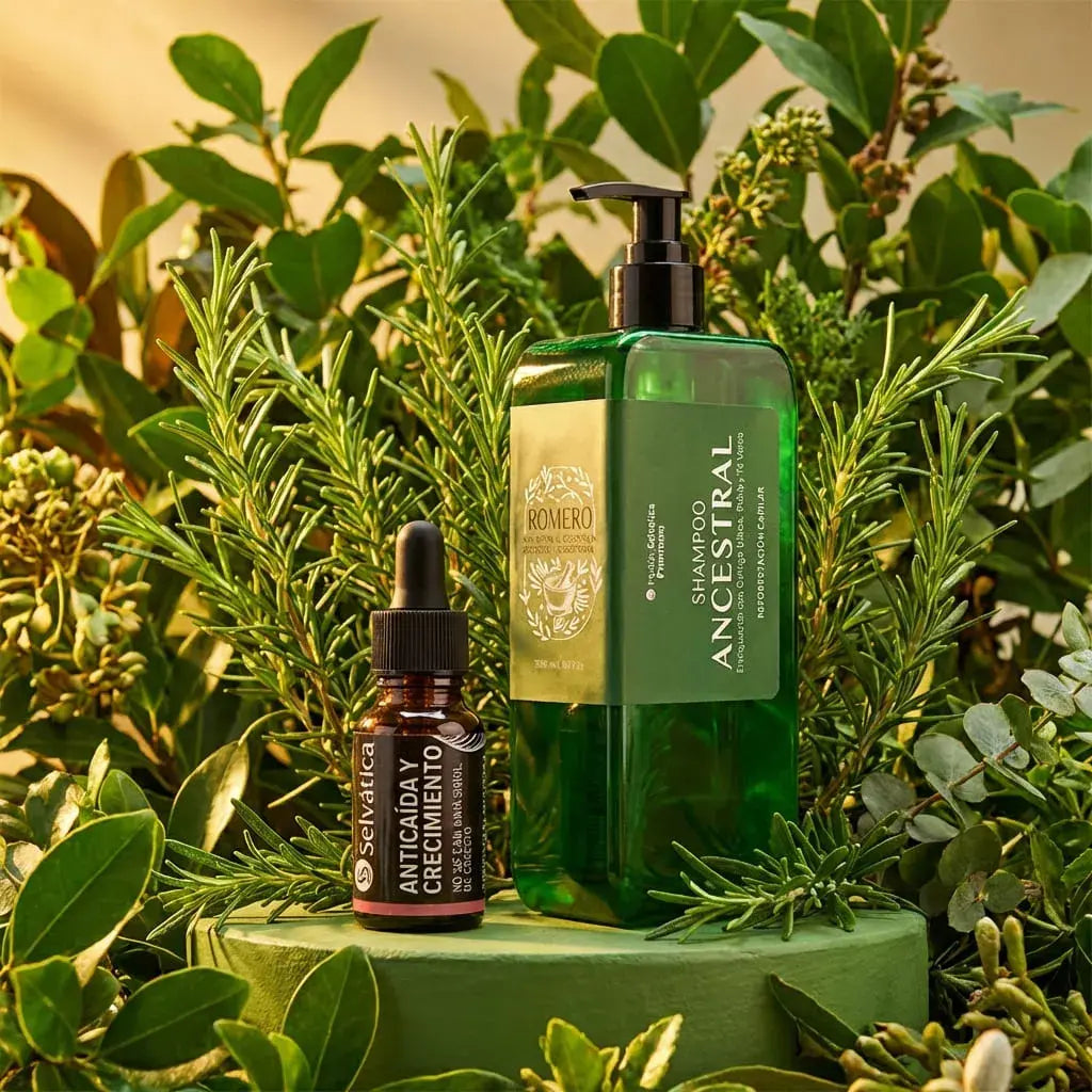 Duo capilar anticaída con shampoo ancestral premium y ampolleta concentrada. Ayuda a fortalecer el cabello desde la raíz, reducir la caída y estimular el crecimiento natural con ingredientes de origen botánico. Ideal para tratamiento intensivo.
