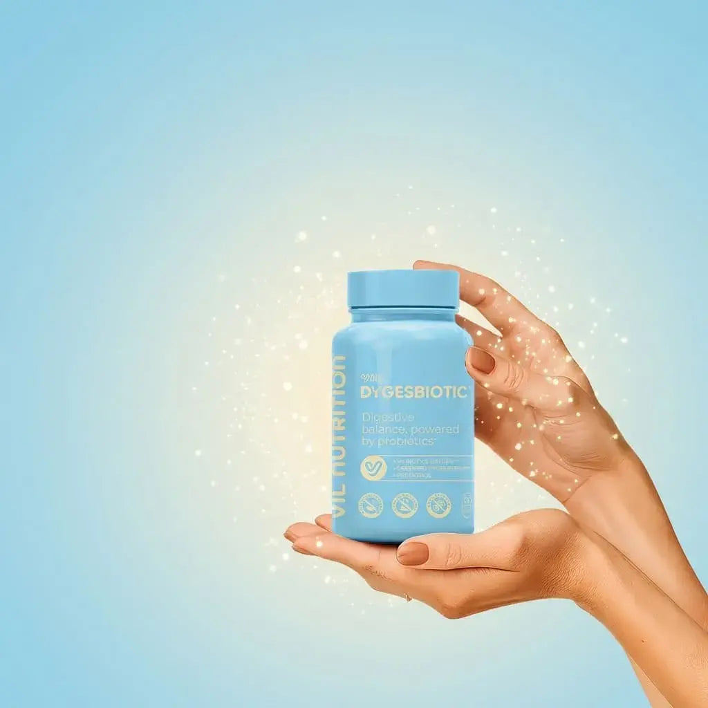 Cápsulas probióticas veganas con fibra y extractos naturales que apoyan la digestión y el tránsito intestinal de forma diaria.