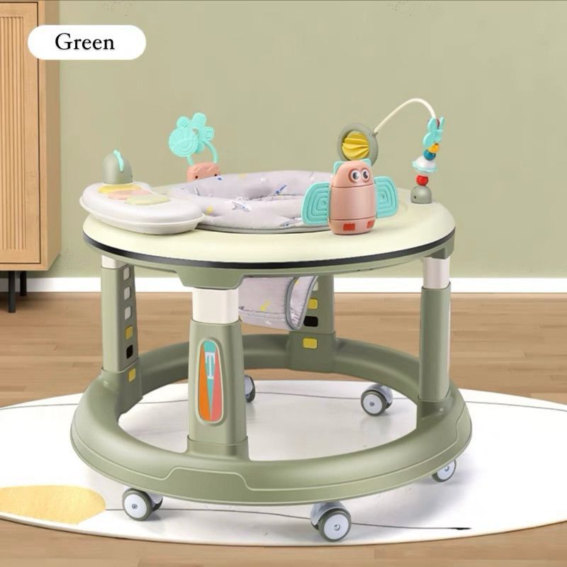 Ejercitador saltador para bebé con asiento acolchado, altura regulable en 5 posiciones y juegos interactivos. Estimula el movimiento, coordinación y desarrollo motor desde los 6 meses