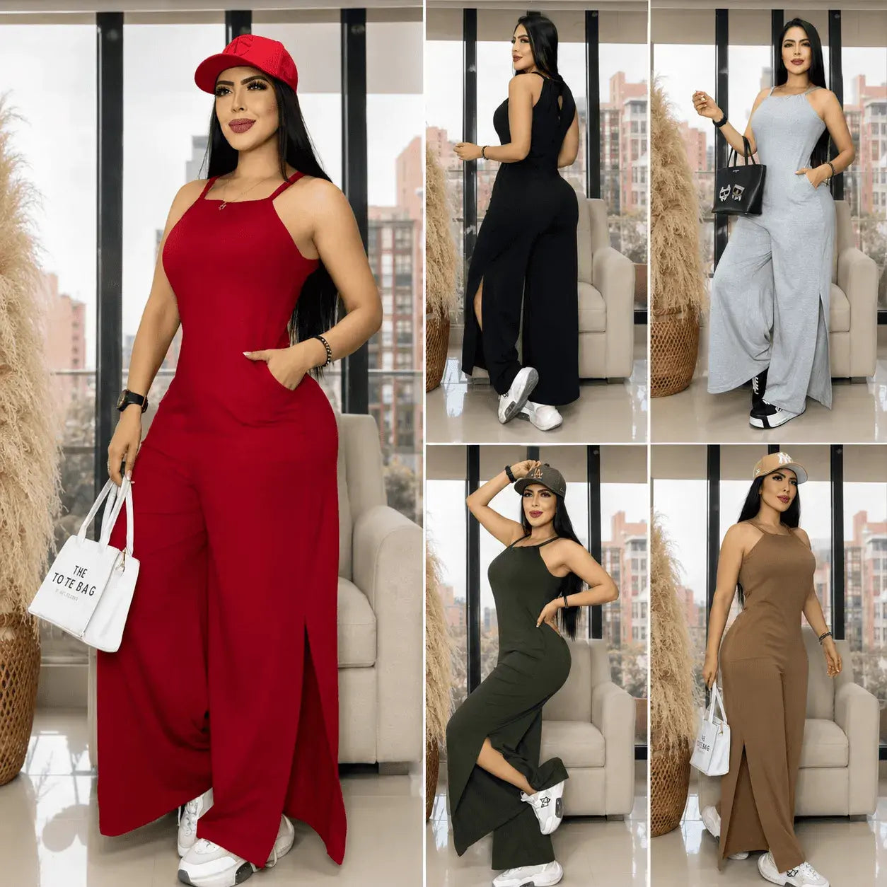 Compra enterizo para mujer con abertura en algodón licrado, talla única elástica, cómodo y moderno, ideal para un look fresco y elegante.