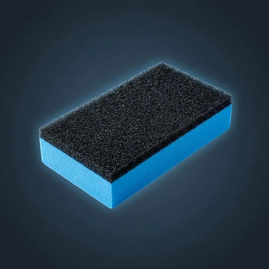 Esponja aplicadora automotriz azul para cera, cerámicos, nano recubrimientos y tratamientos de vidrio. Ideal para detallado, limpieza y mantenimiento vehicular.