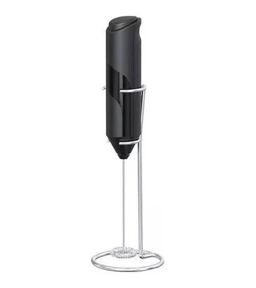 Espumador eléctrico de mano para café, latte, chocolate, matcha, huevos y batidos, con batidor de acero inoxidable, soporte incluido, botón de un toque y funcionamiento con 2 pilas AA.
