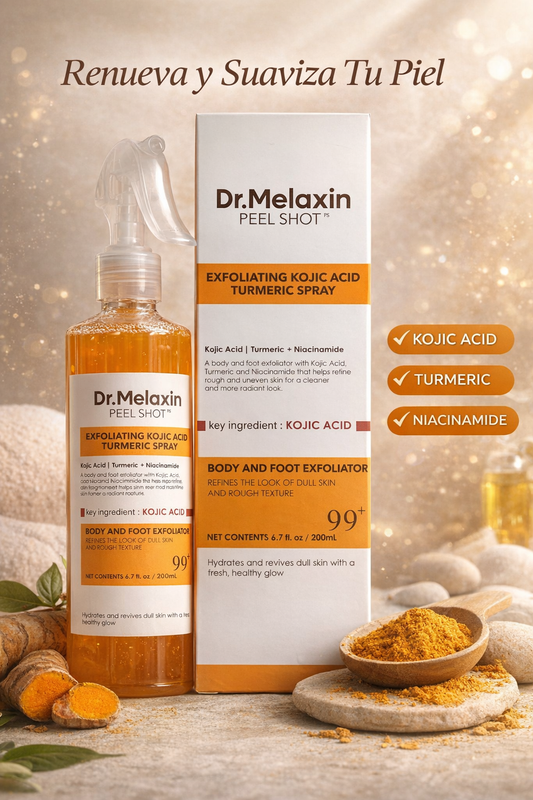 Exfoliante corporal con ácido kójico y cúrcuma que ayuda a mejorar la textura, suavidad y luminosidad de la piel, dejando un tono más uniforme y renovado.