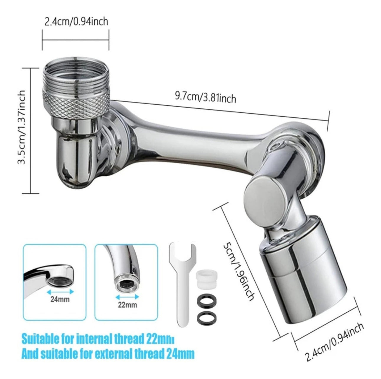Extensor de grifo giratorio 360° universal, flexible y fácil de instalar. Ideal para cocina y baño con mejor control del agua.