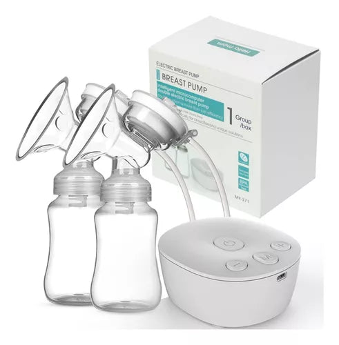 Extractor de leche eléctrico doble USB con 3 modos, 9 niveles de succión ajustables, sistema anti retorno, piezas libres de BPA, diseño portátil y funcionamiento silencioso.